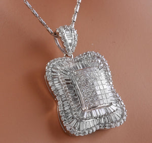 Splendid 7.28 Carats Natural VVS Diamond 18K Solid White Gold Necklace