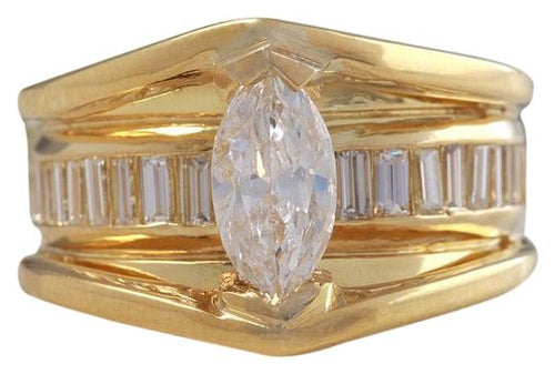 2.06 Carats Natural Diamond 18K Solid Yellow Gold Engagement Ring