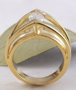 2.06 Carats Natural Diamond 18K Solid Yellow Gold Engagement Ring