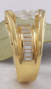 2.06 Carats Natural Diamond 18K Solid Yellow Gold Engagement Ring