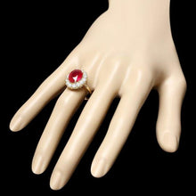 Load image into Gallery viewer, 5.70 Carats Red Ruby and Natural Diamond 14k Solid Yellow Gold Ring