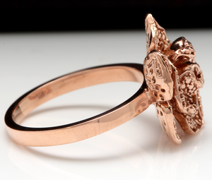 Beautiful 14K Solid Rose Gold Flower Ring