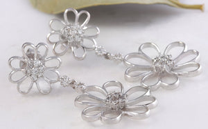 Exquisite .85 Carats Natural Diamond 18K Solid White Gold Earrings