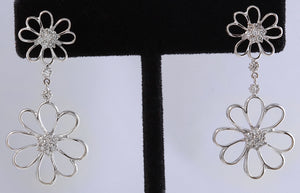 Exquisite .85 Carats Natural Diamond 18K Solid White Gold Earrings