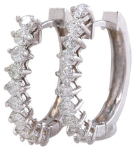 Load image into Gallery viewer, Exquisite 1.25 Carats Natural Diamond 14K Solid White Gold Huggie Earrings