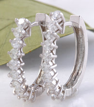 Load image into Gallery viewer, Exquisite 1.25 Carats Natural Diamond 14K Solid White Gold Huggie Earrings