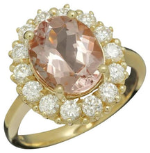 Load image into Gallery viewer, 4.50 Carats Natural Morganite and Diamond 14K Solid Yellow Gold Ring