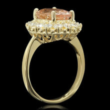 Load image into Gallery viewer, 4.50 Carats Natural Morganite and Diamond 14K Solid Yellow Gold Ring