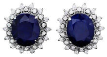 Load image into Gallery viewer, 19.10 Carats Natural Sapphire and Diamond 14K Solid White Gold Earrings