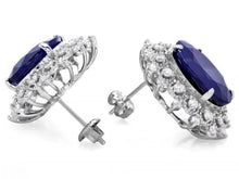 Load image into Gallery viewer, 19.10 Carats Natural Sapphire and Diamond 14K Solid White Gold Earrings