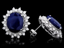 Load image into Gallery viewer, 19.10 Carats Natural Sapphire and Diamond 14K Solid White Gold Earrings
