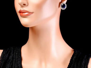 19.10 Carats Natural Sapphire and Diamond 14K Solid White Gold Earrings