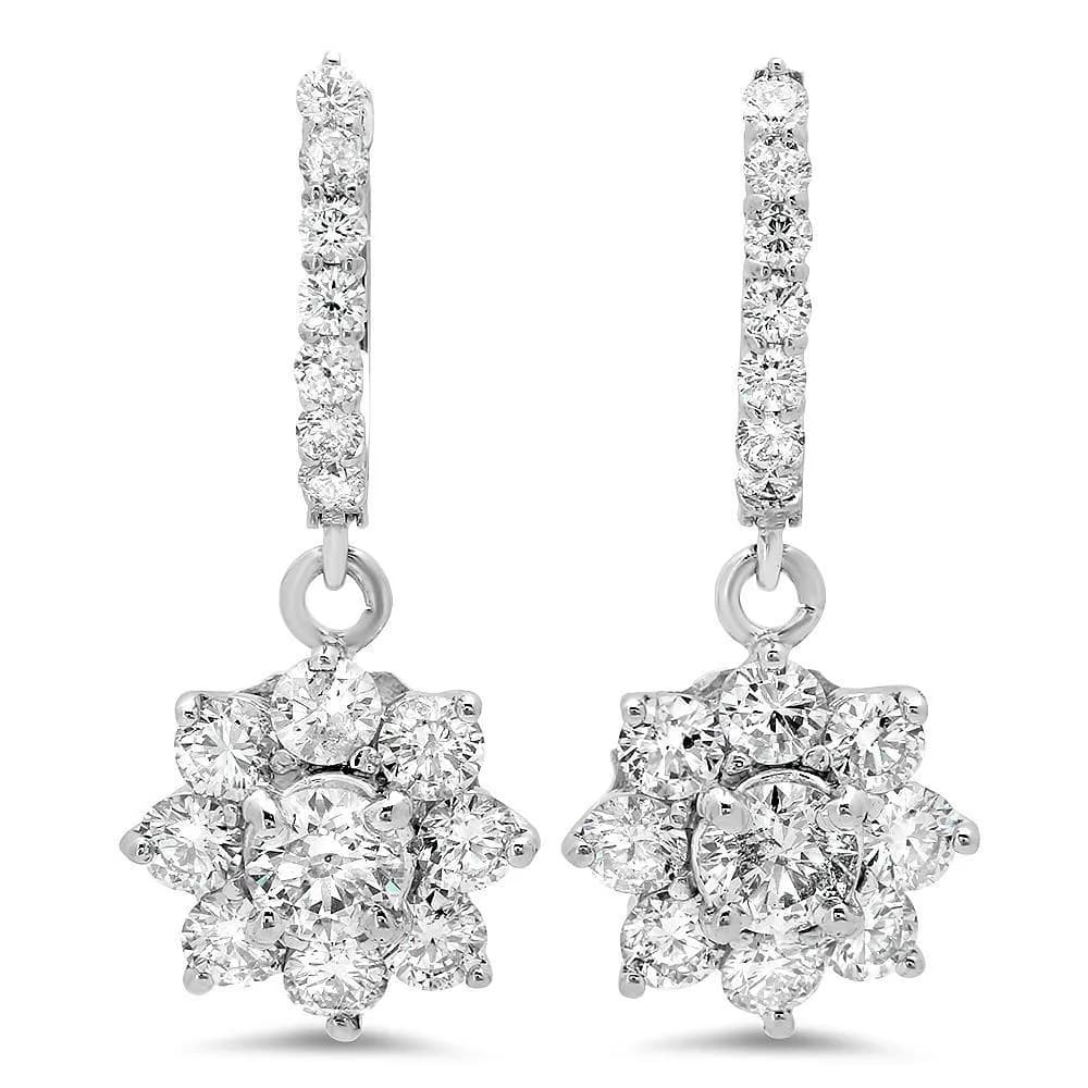 3.30Ct Natural Diamond 14K Solid White Gold Dangle Earrings