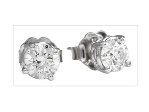 Exquisite 1.60 Carats Natural Diamond 14K Solid White Gold Stud Earrings