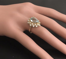 Load image into Gallery viewer, 3.85 Carats Natural Gorgeous Aquamarine and Diamond 14K Solid Yellow Gold Ring