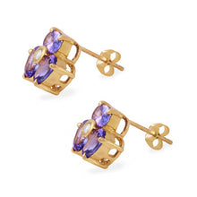 Load image into Gallery viewer, Exquisite 3.06 Carats Natural Tanzanite and Diamond 14K Solid Yellow Gold Stud Earrings