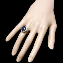 Load image into Gallery viewer, 7.80ct Natural Blue Sapphire &amp; Diamond 14k Solid White Gold Ring