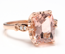 Load image into Gallery viewer, 3.08 Carats Natural Morganite and Diamond 14K Solid Rose Gold Ring