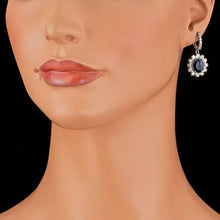 Load image into Gallery viewer, 9.60 Carats Natural Sapphire and Diamond 14K Solid White Gold Earrings