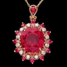 Load image into Gallery viewer, 7.30Ct Natural Red Ruby and Diamond 14K Solid Rose Gold Pendant