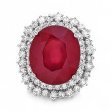 Load image into Gallery viewer, 19.60 Carats Natural Red Ruby and Diamond 14K Solid White Gold Ring