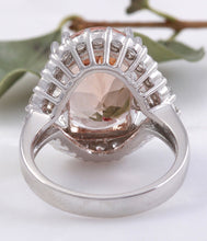 Load image into Gallery viewer, 7.50 Carats Exquisite Natural Morganite and Diamond 14K Solid White Gold Ring