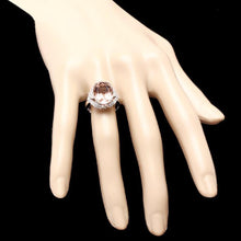 Load image into Gallery viewer, 7.50 Carats Exquisite Natural Morganite and Diamond 14K Solid White Gold Ring