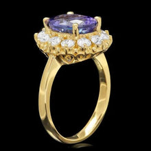 Load image into Gallery viewer, 4.00 Carats Natural Tanzanite and Diamond 14K Solid Yellow Gold Ring