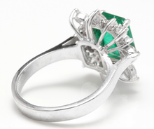 Load image into Gallery viewer, 4.30 Carats Natural Emerald and Diamond 14K Solid White Gold Ring