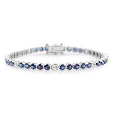 Load image into Gallery viewer, 6.50 Natural Blue Sapphire and Diamond 18K Solid White Gold Bracelet