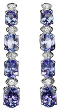 Load image into Gallery viewer, 9.30Ct Natural Tanzanite and Diamond 14K Solid White Gold Earrings