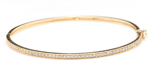 Very Impressive 0.75 Carats Natural Diamond 14K Solid Yellow Gold Bangle Bracelet