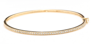 Very Impressive 0.75 Carats Natural Diamond 14K Solid Yellow Gold Bangle Bracelet