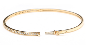 Very Impressive 0.75 Carats Natural Diamond 14K Solid Yellow Gold Bangle Bracelet