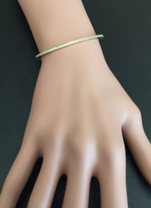 Very Impressive 0.75 Carats Natural Diamond 14K Solid Yellow Gold Bangle Bracelet