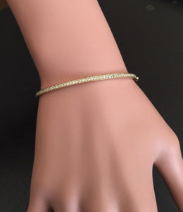 Very Impressive 0.75 Carats Natural Diamond 14K Solid Yellow Gold Bangle Bracelet