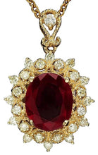 Load image into Gallery viewer, 4.30Ct Natural Ruby and Diamond 14K Solid Yellow Gold Pendant