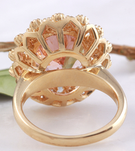 Load image into Gallery viewer, 15.30 Carats Exquisite Natural Morganite and Diamond 14K Solid Yellow Gold Ring