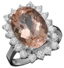 Load image into Gallery viewer, 7.20 Carats Natural Morganite and Diamond 14K Solid White Gold Ring
