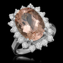 Load image into Gallery viewer, 7.20 Carats Natural Morganite and Diamond 14K Solid White Gold Ring