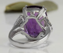 Load image into Gallery viewer, 13.80 Carats Natural Amethyst and Diamond 14K Solid White Gold Ring