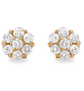 Exquisite 1.00 Carat Natural Diamond 14K Solid Yellow Gold Earrings