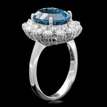 Load image into Gallery viewer, 6.20 Carats Natural Blue Topaz and Diamond 14k Solid White Gold Ring