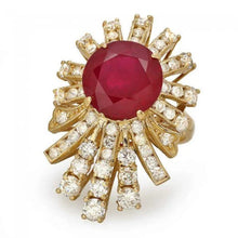Load image into Gallery viewer, 9.40 Carats Natural Red Ruby and Diamond 14K Solid Yellow Gold Ring