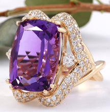 Load image into Gallery viewer, 13.50 Carats Natural Amethyst and Diamond 14K Solid Yellow Gold Ring