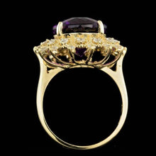 Load image into Gallery viewer, 8.60 Carats Natural Amethyst and Diamond 14K Solid Yellow Gold Ring