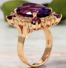 Load image into Gallery viewer, 16.85 Carats Natural Amethyst and Diamond 14k Solid Yellow Gold Ring