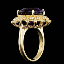 Load image into Gallery viewer, 8.60 Carats Natural Amethyst and Diamond 14K Solid Yellow Gold Ring