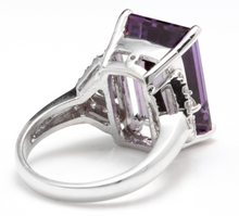 Load image into Gallery viewer, 14.70 Carats Natural Amethyst and Diamond 14K Solid White Gold Ring