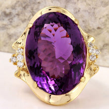 Load image into Gallery viewer, 25.25 Carats Natural Amethyst and Diamond 14K Solid Yellow Gold Ring